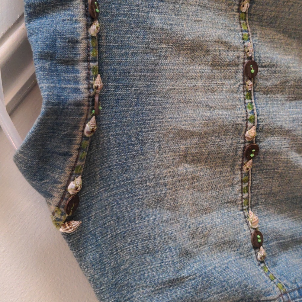 Euc Multiples Size M Denim Jacket Shell Button Tr… - image 6